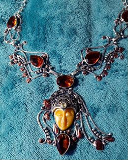 Индийское колье и браслет. Серебро, цитрин