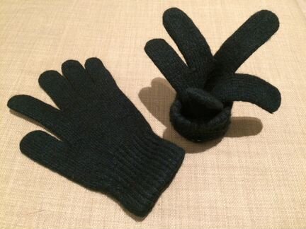 Перчатки черные, трикотажные, шерсть ангора