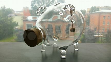 Копилка свинка стеклянная