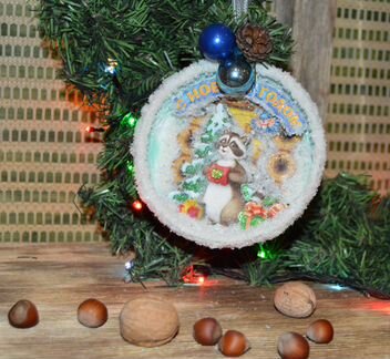 Новогодний шар с миниатюрой внутри N7. 13см