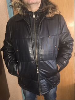Кожаный пуховик новый