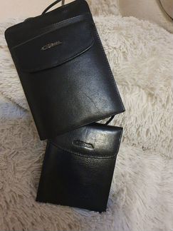 Нагрудный кожаный кошелёк на кожаном шнурке италья