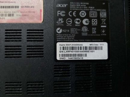 Ноутбук Acer Aspire 3830t