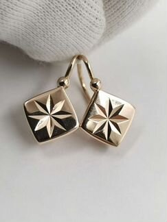 Золотые советские серьги Ромбики