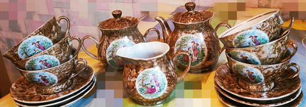 Чайный перламутровый сервиз. Кувшин. Стекло