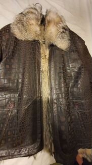 Кожаная куртка на натуральном меху р.50