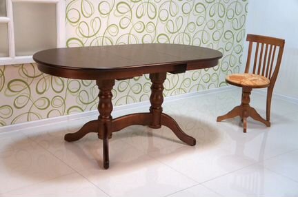 Стол овальный 120(+40) х80 темный орех