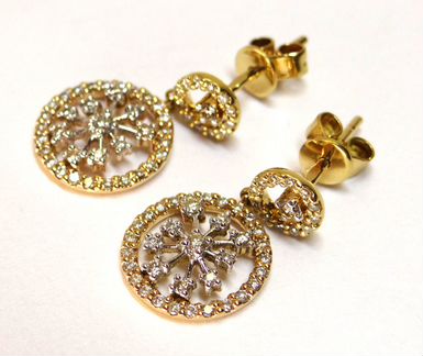 Золотые серьги 585 пробы с бриллиантами