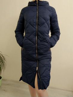 Пуховик синий с мехом