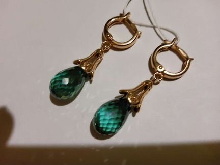 Серьги сапфир меняет цвет:золото 585 на серебре 92