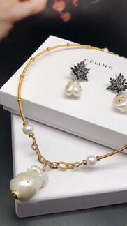 Колье Celine. Серебро. Серьги.жемчуг
