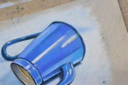 Картина пастелью, натюрморт с чайником, рисунок