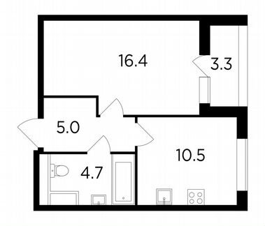 1-к квартира, 38.4 м², 13/19 эт.