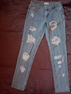 Джинсы в полоску 44