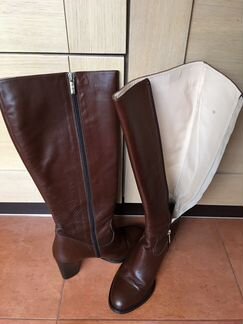 Сапоги кожаные б/у с широким голенищем