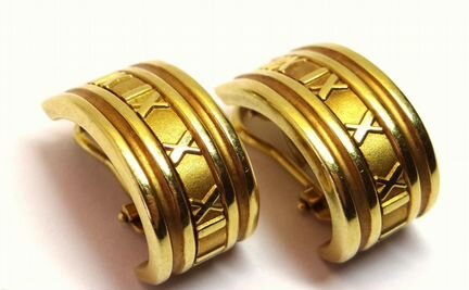 Золотые серьги TiffanyCo Atlas 750 пробы, оригинал
