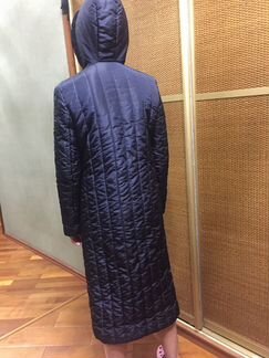 Пальто стеганое темно-синее на синтепоне