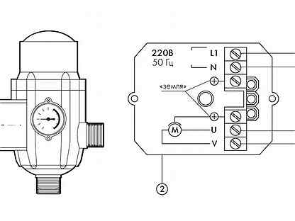 Схема подключения блока автоматики к насосу