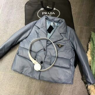 Пуховик кожаный Prada