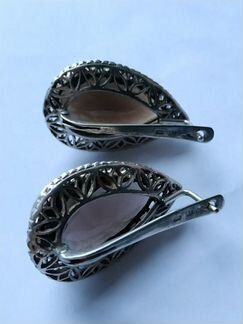 Серьги раухтопаз дымчатый горный хрусталь серебро