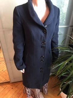 Пальто темно-синее, приталенное (S)