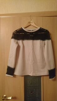 Новая трикотажная блуза с кружевом, р. 46-48