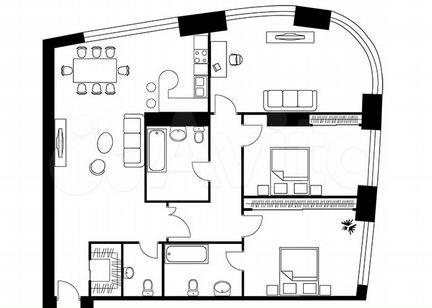 3-к квартира, 143.3 м², 23/56 эт.