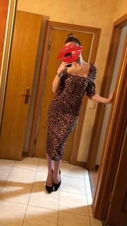 Платье-футляр zara леопардовый принт 42-44 (S-M)