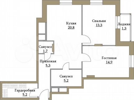 2-к квартира, 67.7 м², 14/17 эт.