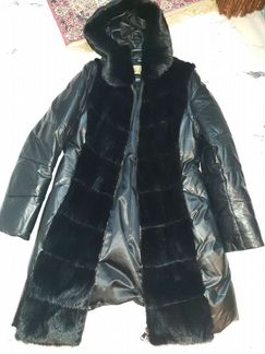 Кожаная пальто с норкой