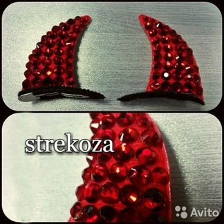 Рожки рога дьяволицы на заколках стразы