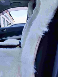 Меховая накидка белая пушистая для сидений