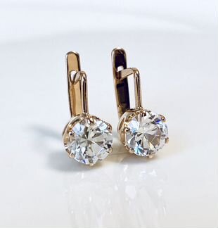 Золотые серьги с фианитами 583 проба