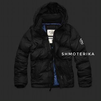 Abercrombie Fitch пуховик чёрный с синим, Новый