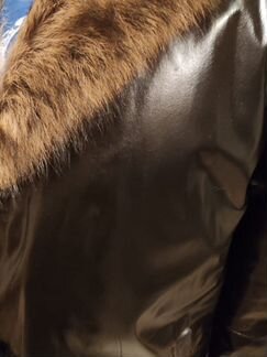 Мужская удлинённая зимняя кожаная куртка-дубленка