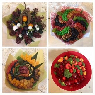 Съедобные букеты из фруктов, сухофруктов, сладосте