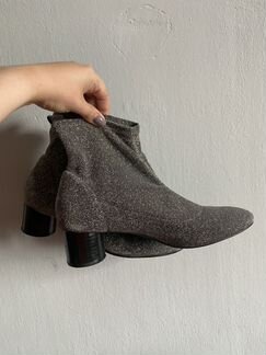 Блестящие ботильоны чулки Zara 37