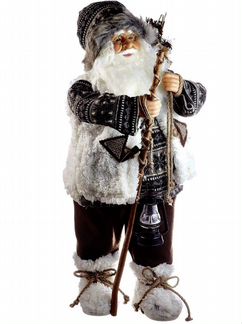 64см Дед Мороз в сером свитере и белом жилете